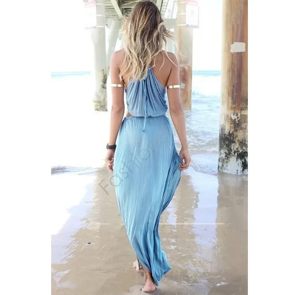 New Arrival 2014 Women Summer Dress empire Suspenders Plus Size Hollow Out V-Neck Beach bohemian Maxi Sundress Long Dress b4