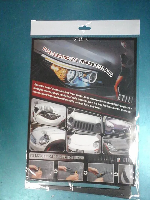 Black 3D Automotive Headlash Pestañas Eye Eye Lashes Auto Pestaña Logo de Automóvil 3D Pegatina pegatinas de pestañas para coches = 