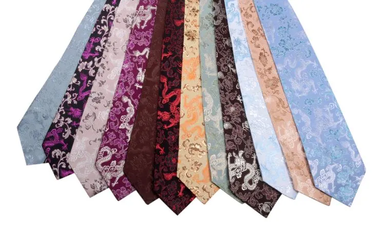 Luxury Ethnic Dragon Jacquard Ties Chinese style High End Natural Mulberry Silk GENUINE SILK Brocade Men standard Fashion Neckties Gifts