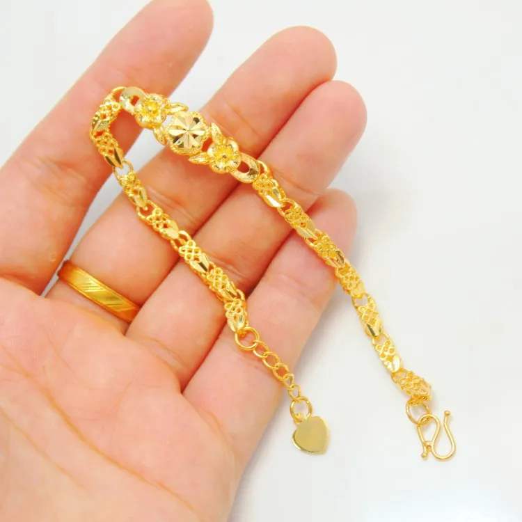 2016 mode charme blume vergoldet armband, mujer neue ankunft 24k gold gefüllt armreifen pulseras schmuck für frauen