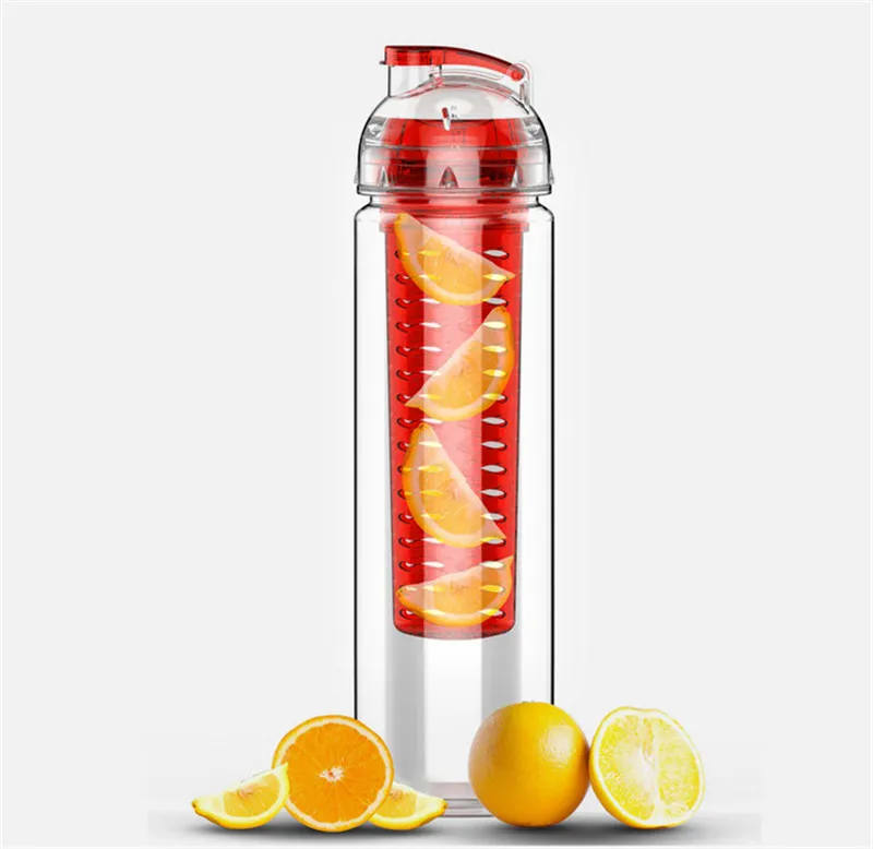 800ml Taşınabilir Tritan BPA Spor Su Şişesi Meyve İnfüze Infuser Limon Suyu Sağlık Şişesi Flip Lid İçecek Sware Lot276q