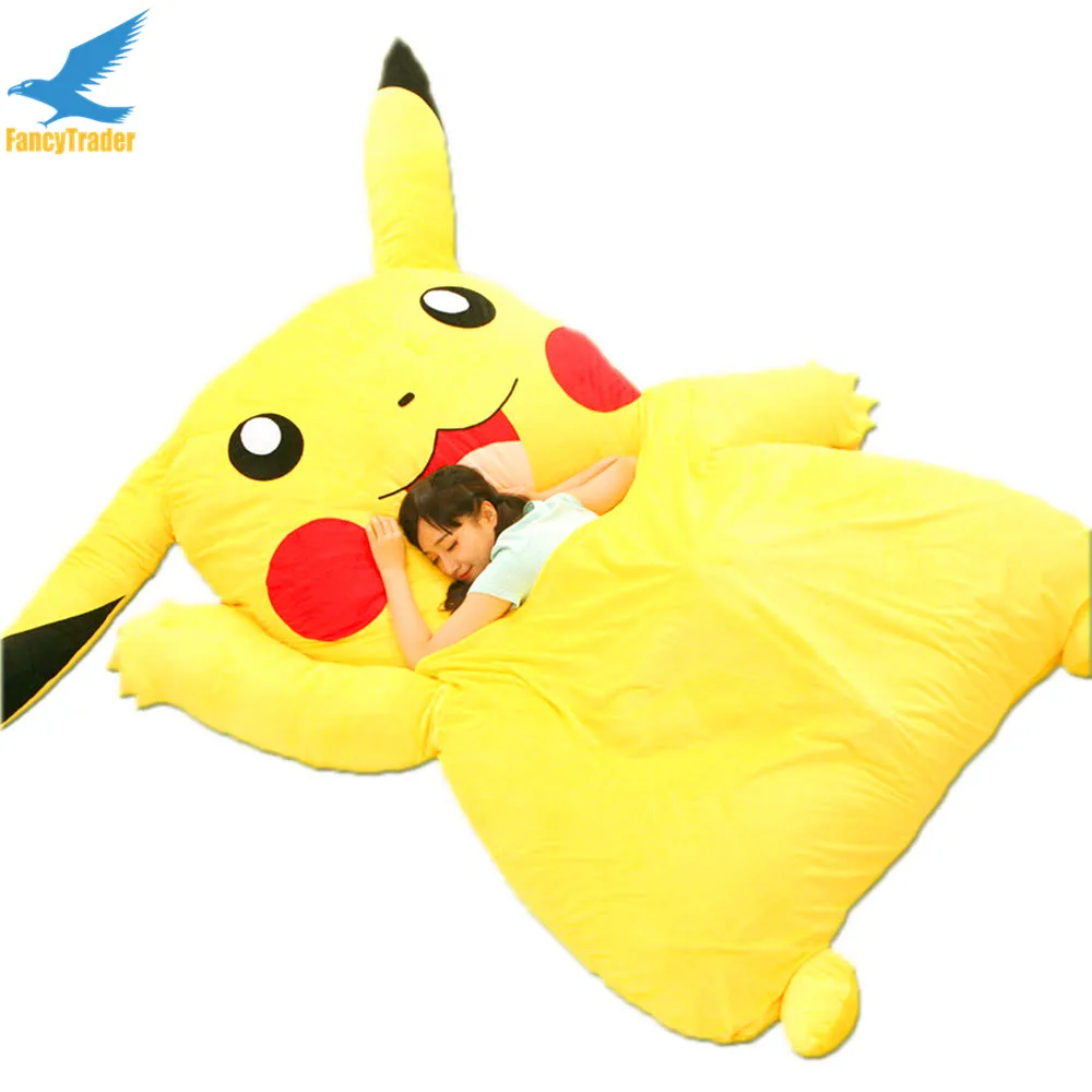 Fancytrader Japan Anime Giant Plush Stuffed Pikachu Sleeping Bag Beanbag Sofa Bed Tatami Carpet Mattress Great Gift for kids