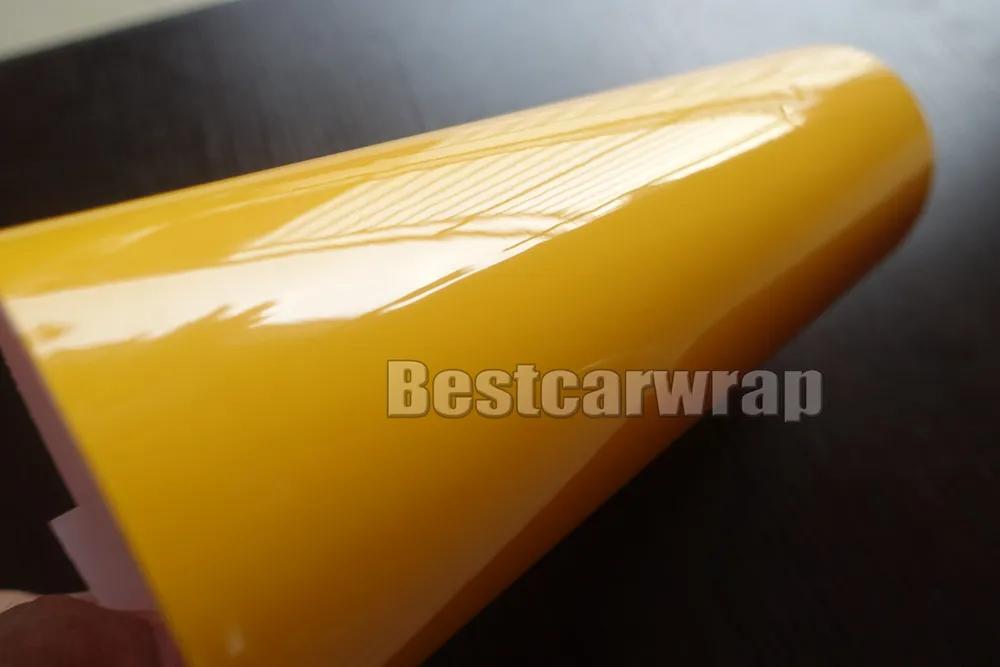 Ultra Shiny Glossy Yellow Vinyl wrap 3 Layers High Gloss Tiffany Car Wrap Film with air Free Like  1080 Size:1.52*20M/Roll