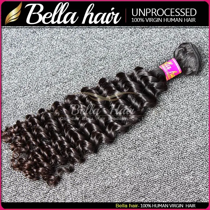 natural black color wavy deep wave hair bundles 9a indian human hair extension free bella hair