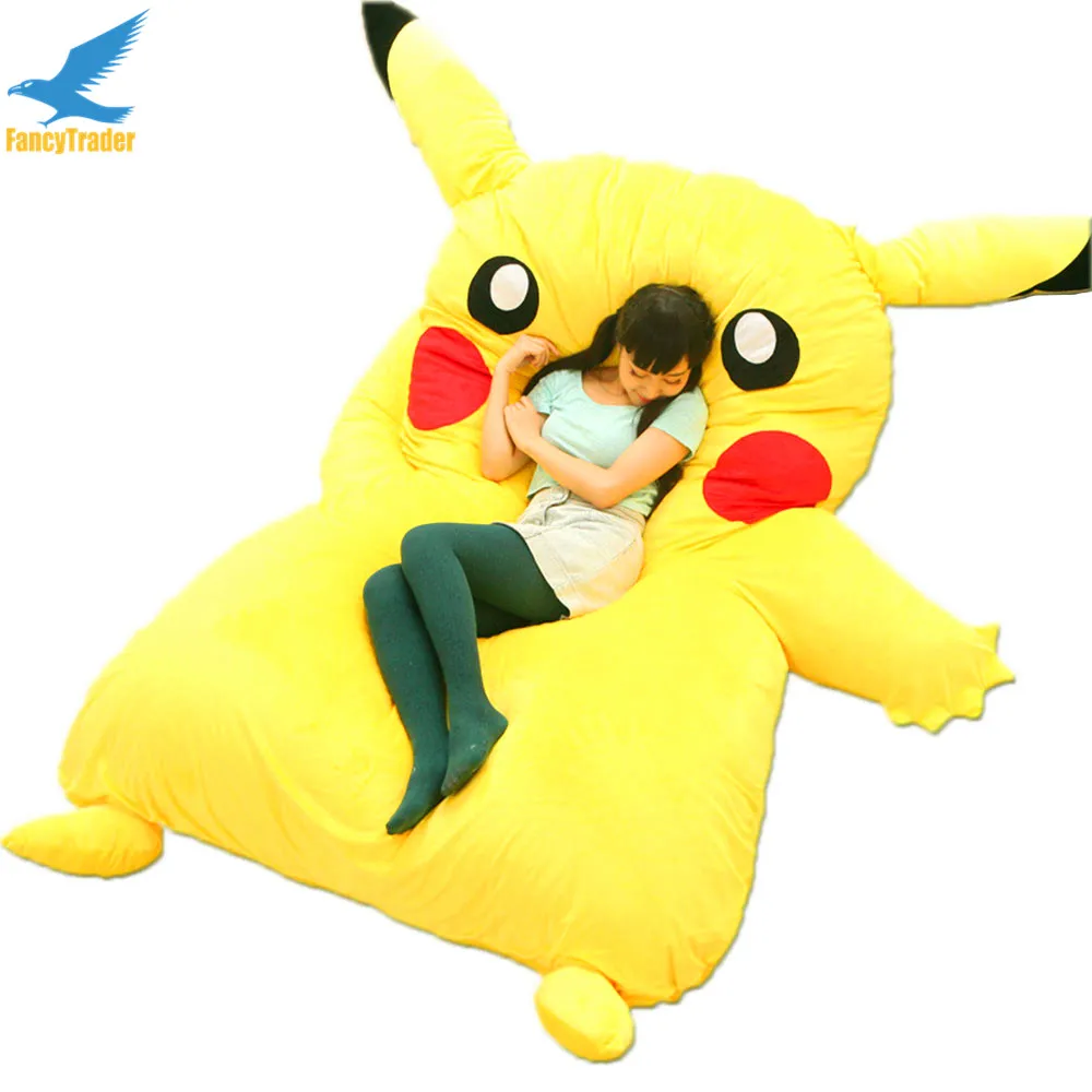 Fancytrader Japan Anime Giant Plush Stuffed Pikachu Sleeping Bag Beanbag Sofa Bed Tatami Carpet Mattress Great Gift for kids