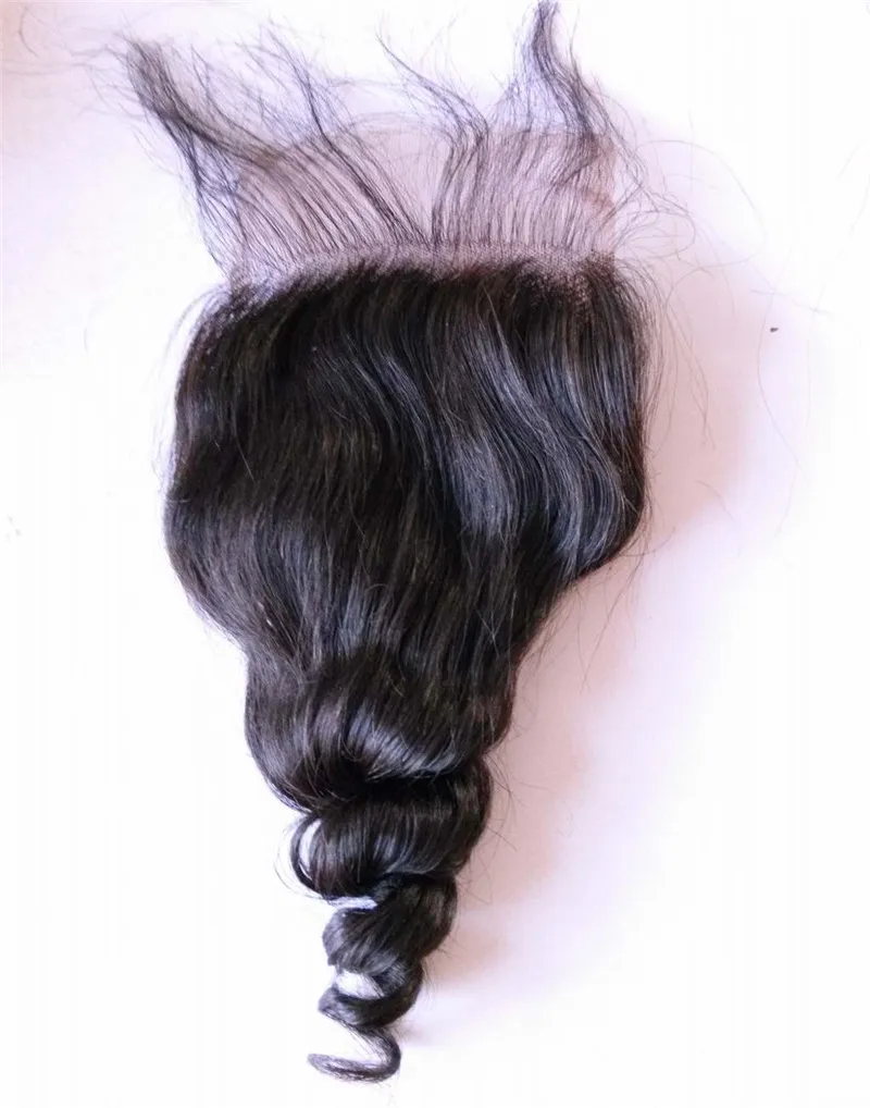 Good Quality Hair Lace Closures Free Middle Three Part Indian/Malaysian Human Hair Loose Wave Virgin Hair Closure