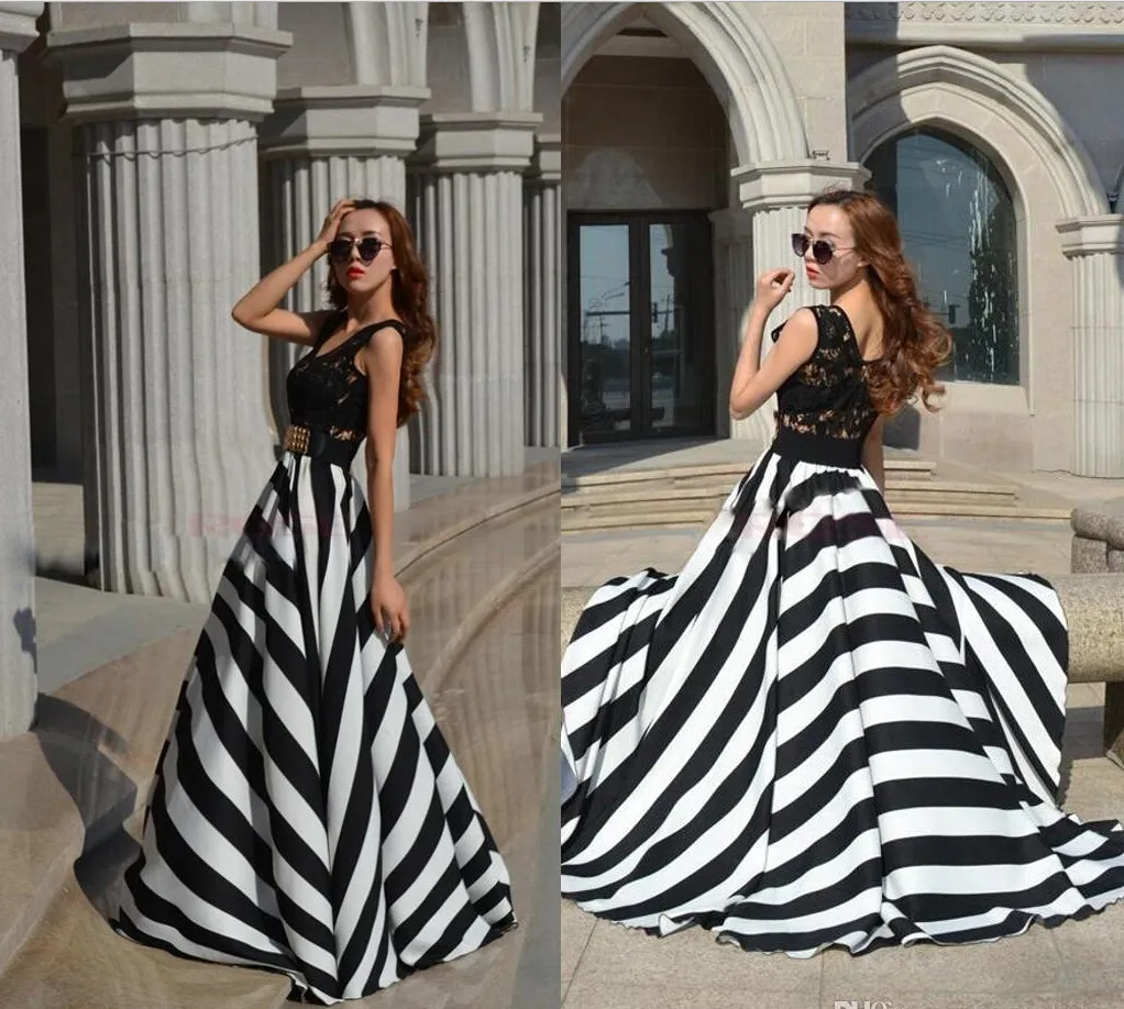  2015 New Summer Women Striped Casual Dress Boho A Line Long Maxi Beach Evening Party Dresses Lace Prom Dress Fashion Street Style OXLB056