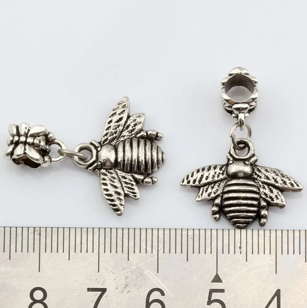 100 st antika silverbin charms charm hänge för smycken som gör armband halsband diy tillbehör 28 21m334l
