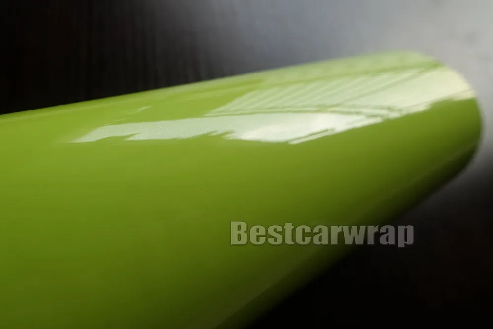 Ultra Glossy fluorescent green Vinyl wrap 3 Layers High Gloss Car Wrap Film with air Free Like  1080 FOIL Size:1.52*20M/Roll