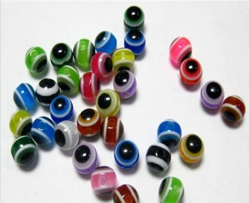 1000 Stück Mischfarbe Acryl Evil Eye Ball Runde Distanzperlen 6mm DIY Schmuck2820