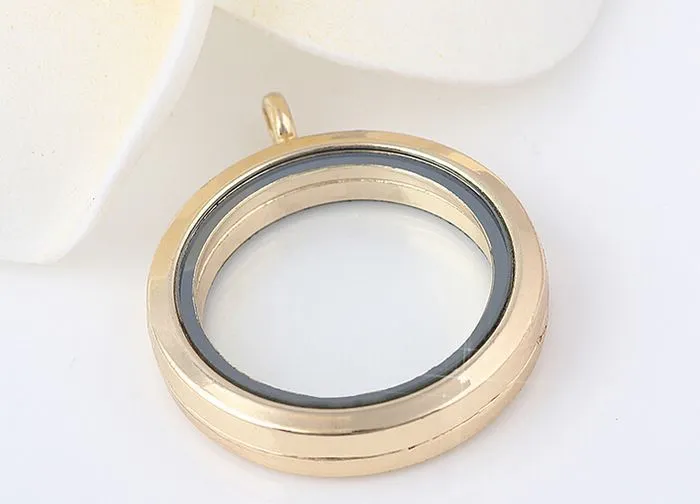 10 pièces / 30MM plaine ronde en verre magnétique vivant médaillon flottant pendentif adapté pour collier de chaîne 4 couleurs Whole345C