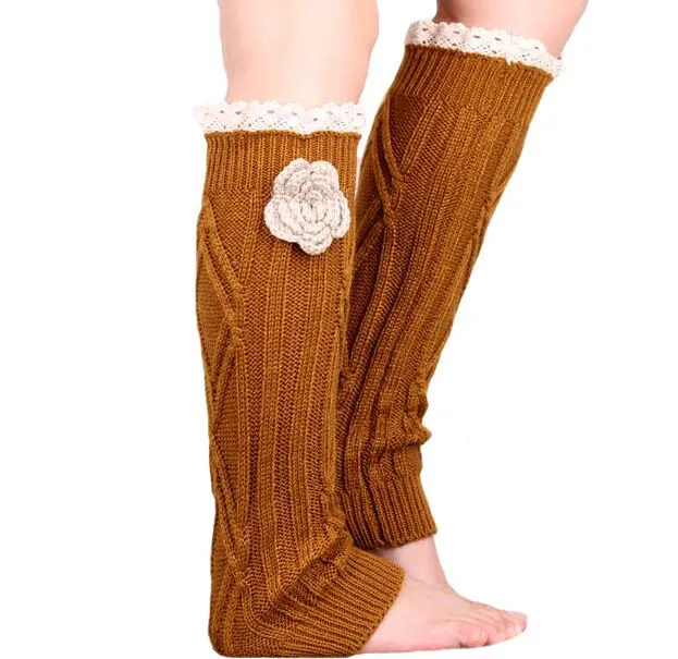 handmade flower lace leg warmers Dance socks Warm up knitted booty Gaiters Boot Cuffs Socks Boot Covers Leggings Tight #3937