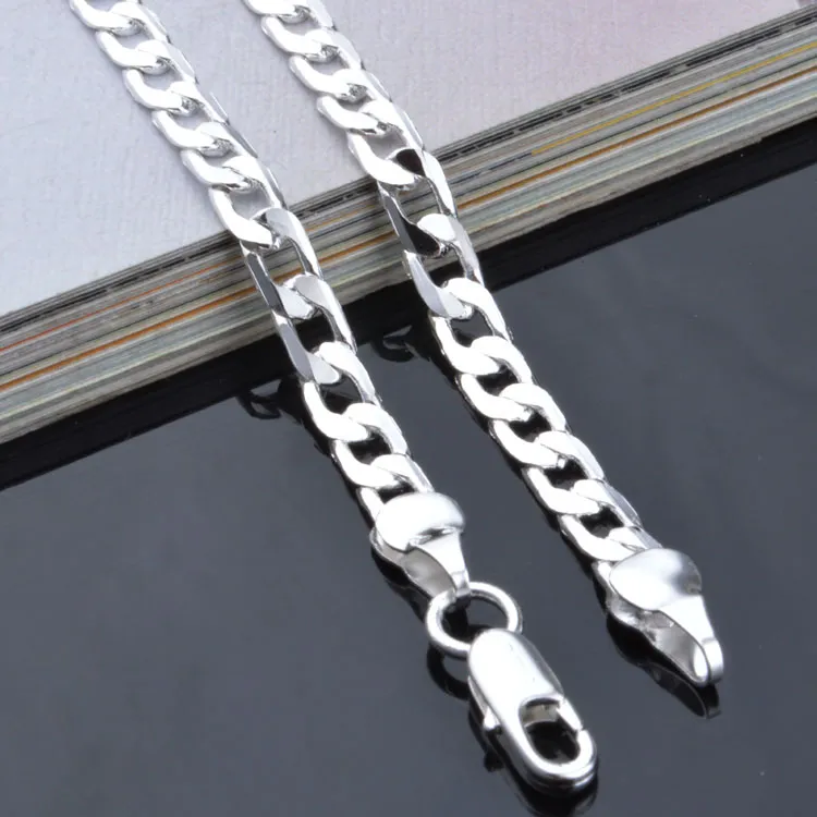 Fashion Men's Jewelry 925 sterling silver plated 4MM 16-24inches chain necklace Top quality 1394237l