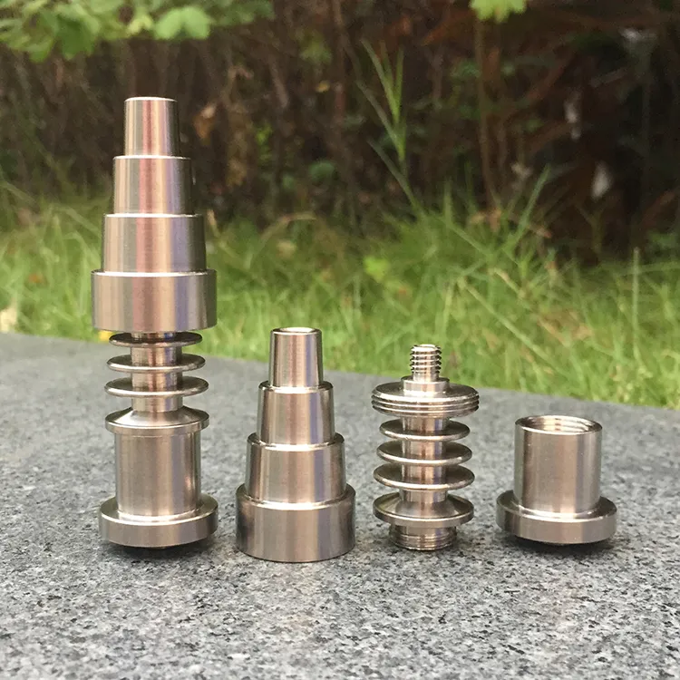 Universal 6 In 1 Titanium nail 10/14/18mm Female And Male Domeless Nail 6 hole Titanium Carb Cap For Glass Pipe