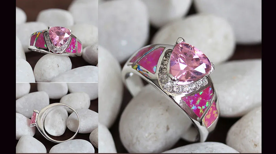 SHUNXUNZE Nobres anéis de casamento Engagement generoso para mulheres dropshipping Pink Pink Zirconia Cubic opala Ródio chapeado tamanho R341 6 7 8 9 10