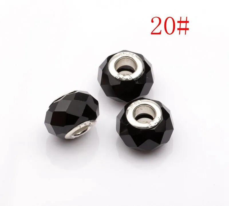l Faceted Crystal Glass Big Hole Beads Fit Charm Bracelets 20 - color273v