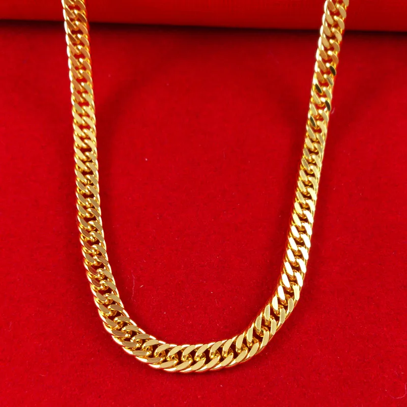 MENS HEAVY 18K YELLOW GOLD FILLED CUBAN LINK CHAIN NECKLACE 20IN - SOLID222t