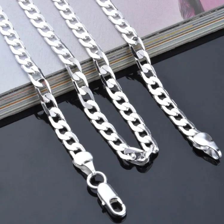 Moda masculina jóias 925 prata esterlina banhado 4mm 16-24 polegadas colar de corrente qualidade superior 1394237l