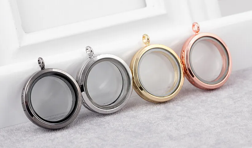 30MM Plain Round Magnetic Glass Living Floating Locket Pendant Fit For Chain Necklace Whole276z
