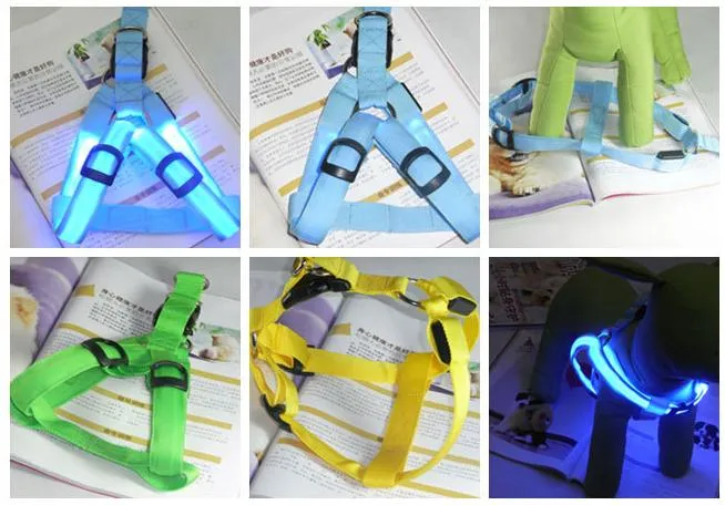 Brilho LED Luz Piscando coleira de Cachorro Pet Belt Harness Leash Tether suprimentos para cães trelas 5 cores