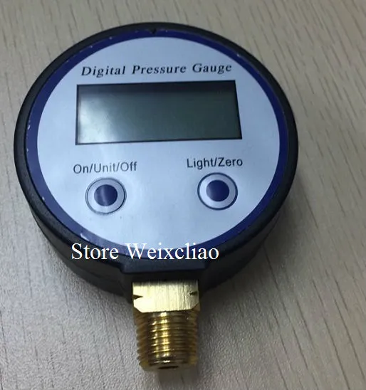 Medidor de pressão Alimentado Por Bateria Digital Display LCD Medidor De Pressão Manômetro G1 / 4 1 3-200PSI Porta De Bronze Frete Grátis