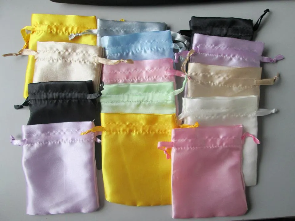 Jewelry pouches silk drawstring small pouch stain chocolate bags candy Christmas gift packing whole2515