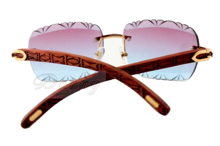Direkte Farbgravurlinse Hochwertige geschnitzte Sonnenbrille 8300765 reines natürliches handgeschnitzte Holzbeine kühle Sonnenbrille Größe 56218z