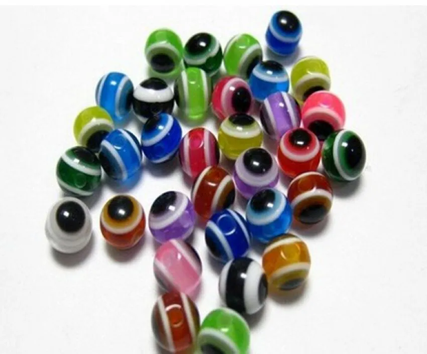 1000 pezzi di colore misto acrilico perline distanziatrici rotonde con sfera del malocchio 6 mm gioielli fai da te 303K