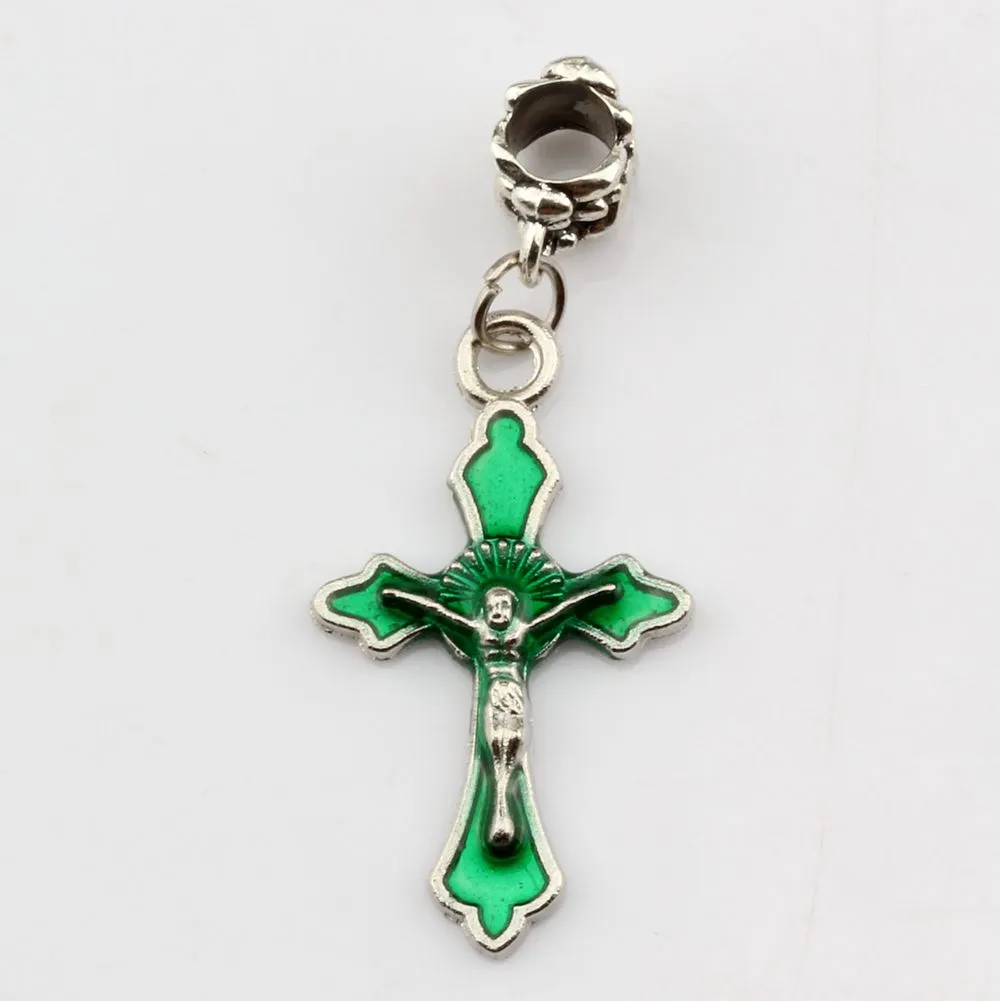 100st Emalj Jesus Cross Crucifix Charm Pendants Christian Symbol Alloy Dingle Pärla för smycken Making Halsband Fynd268U