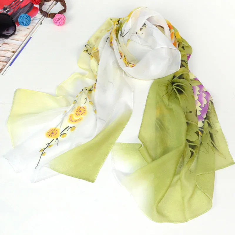 partia Nowy przybycie Długa moda kwiat damski nadrukowany szyfon szafy kobiety dziewczyny zimowe szaliki szale 160 50 cm shipp267e