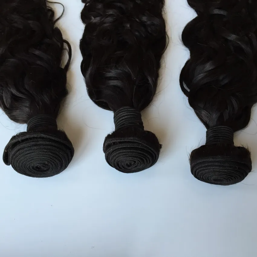 Virgin Brazilian Hair Bundles and Lace Closures 100% Human Hair Weave Brazilian with Lace Closure Brazilian Water wave Hair Extension