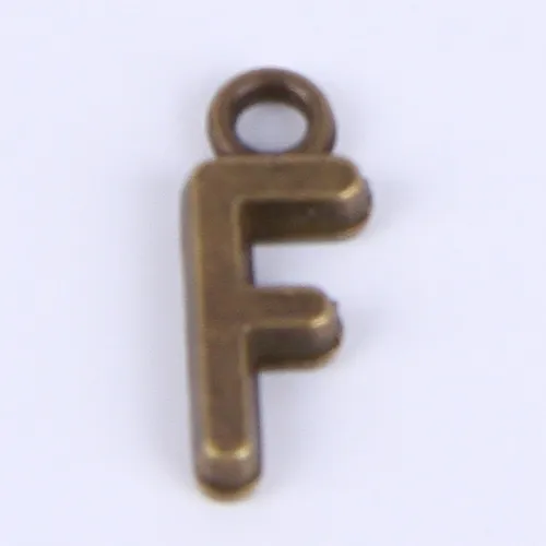 2015 nova moda antigo prata cobre banhado a liga de metal vendendo A-Z alfabeto letra F encantos flutuantes 1000 peças / lote # 06x252q