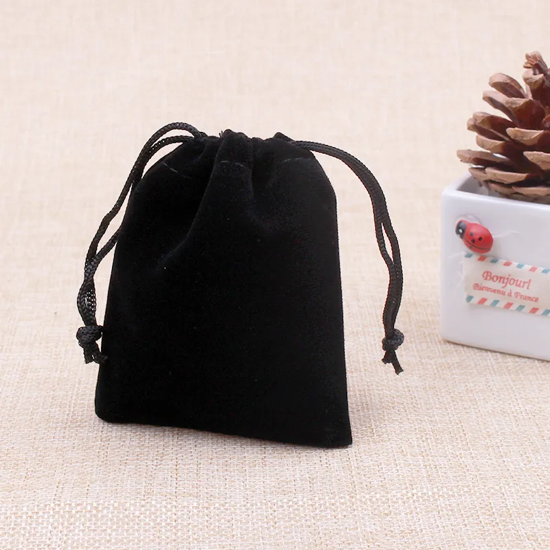 Black Velvet DrawString Bag 20x30cm8 x 12 tum Makeup smycken Set Gift Pouch Storage Sack268L