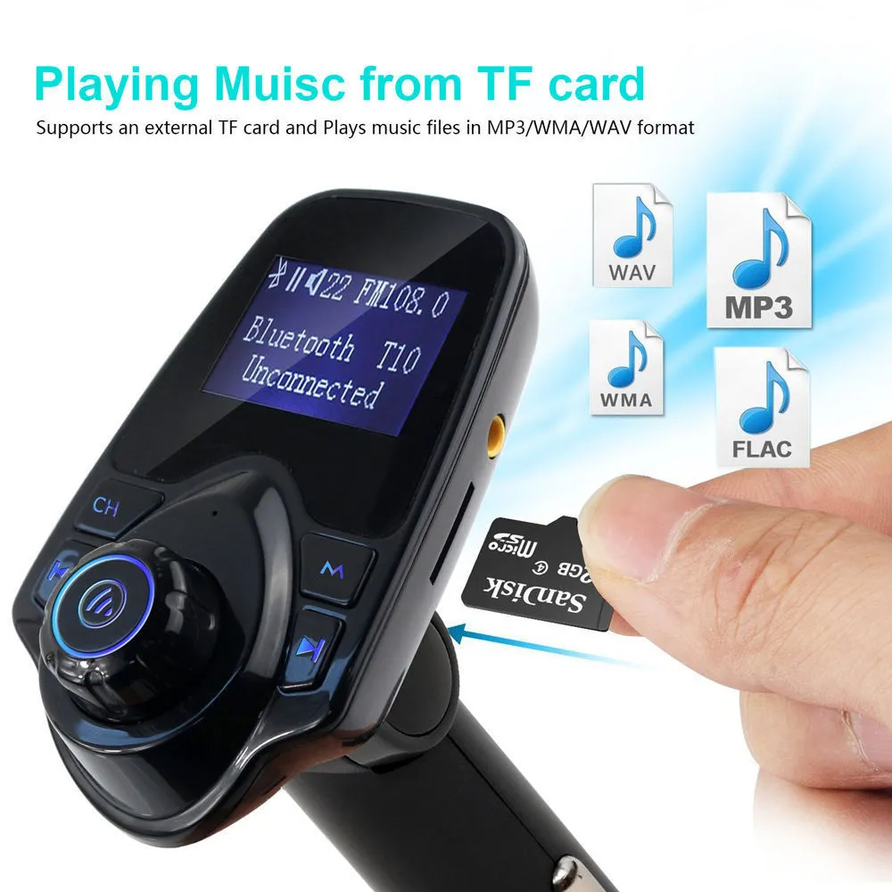 Acquista Trasmettitore FM Auto Bluetooth Adattatore Radio Wireless Caricatore USB Lettore Mp3 8 Metri Spedizione Gratuita