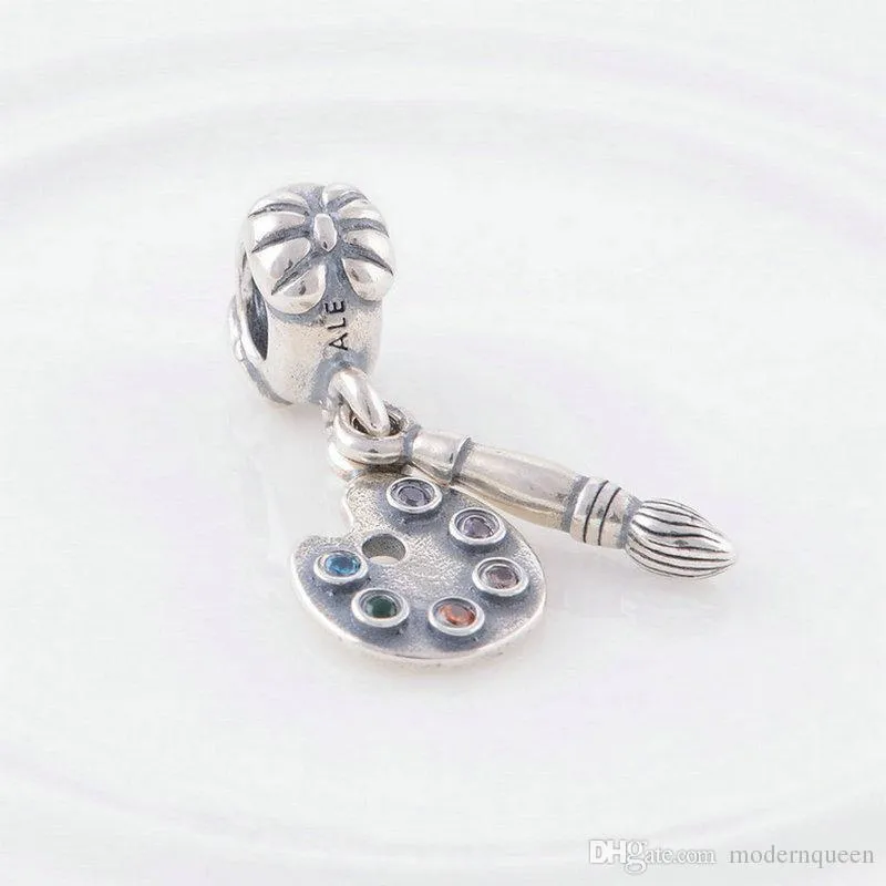 Pennelli trucco, ciondoli, perline, argento sterling 925, adatti braccialetti stile gioiello LW366317z