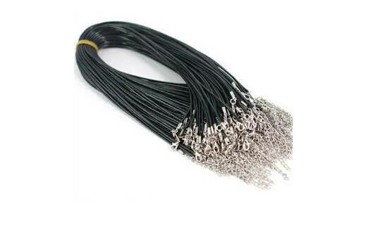 2mm black PU leather cord metal lobster clasp necklace cord For DIY Craft Jewelry 18 287S