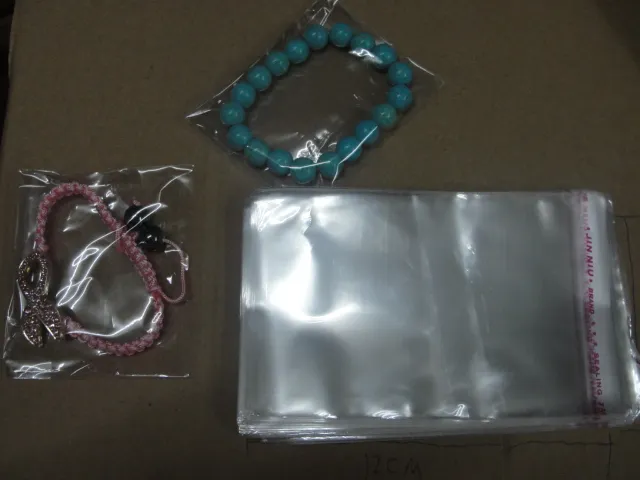 Factory direct low Transparent adhesive bag Plastic bags Bracelet bags Transparent opp bag Jewelry bag 8x12cm lo203W