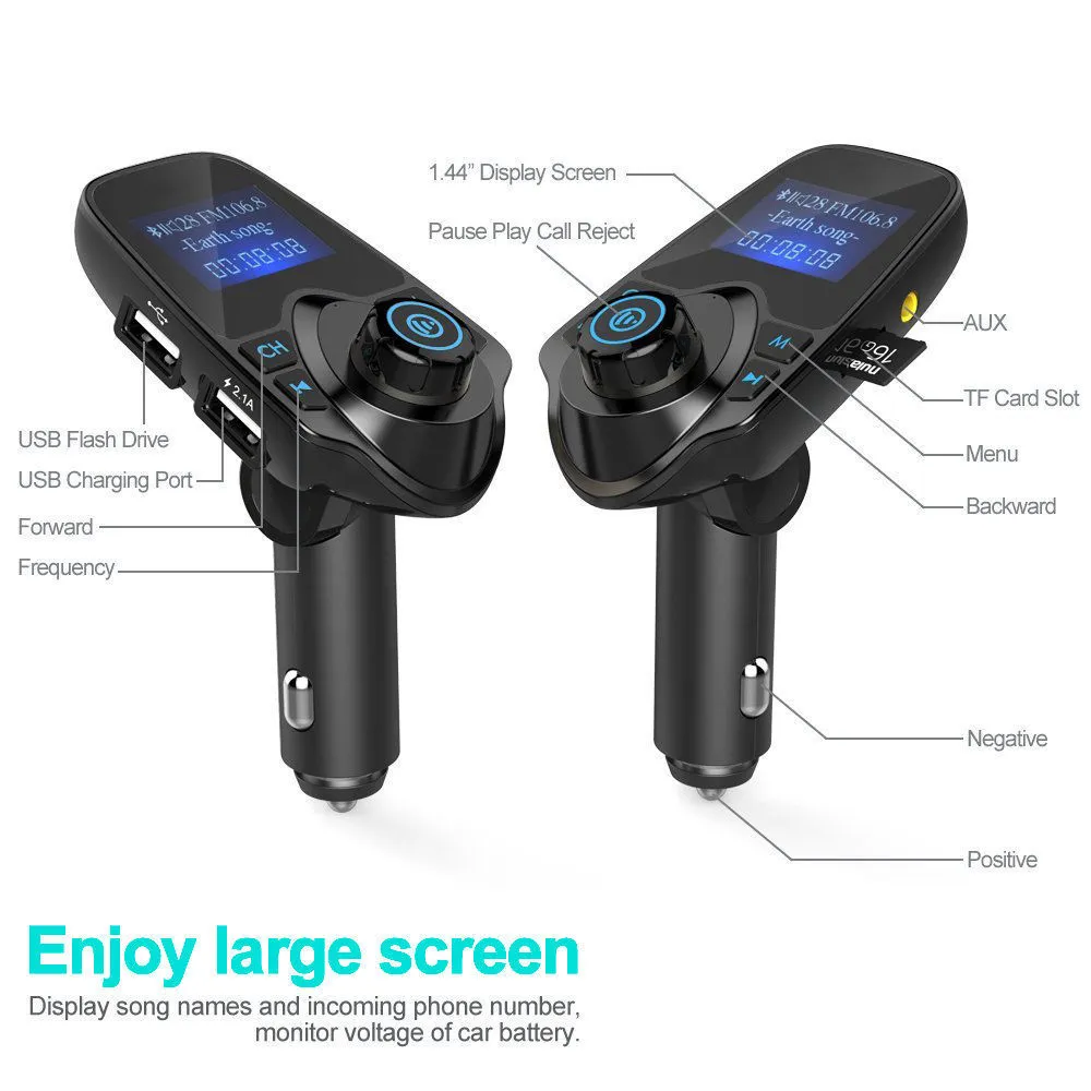 2019 Bluetooth Car FM nadajnik bezprzewodowy adapter radiowy USB ładowarka mp3 odtwarzacz 8 metrów darmowa wysyłka