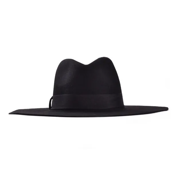 Hela mode vintage Lady Girls Wide Brim Wool Felt Fedora Hat Black Floppy Cloche Cowboy Hatt för män och kvinnor Shippin191d