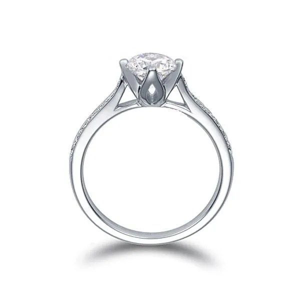 Fine US GIA certificate 18K white gold 1 ct moissanite engagement rings for women,hearts and arrows,wedding diamond rings