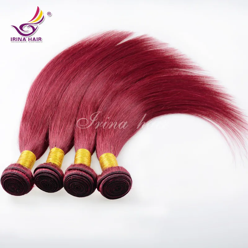 Mongolian Virgin Hair Straight 100% Remy human hair extension 99j cheap brazilian virgin Burgundy Hair Weaving