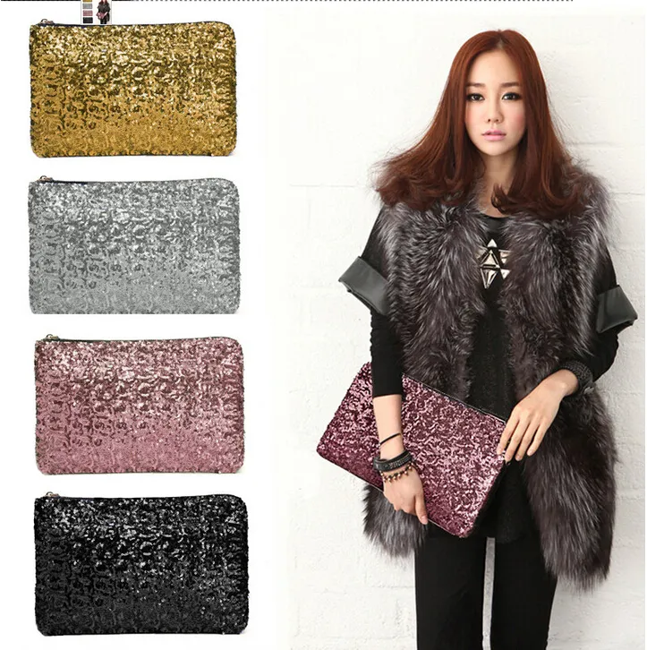  2015 New Dazzling Glitter Women's Evening Bags Hot Sparkling Bling Sequins Evening Party Purse Bag Handbag Women Clutch Wallet MYF52