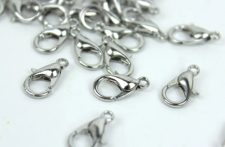 HELA IMITATION RHODIUM PLATERAD 10mm 12mm 14mm 16mm 18mm 21mm 23mm 24mm Zinc Eloy Lobster Clasps Hooks Smycken Findi228s