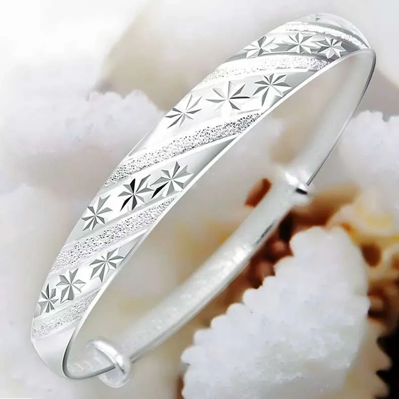 925 sterling silver items jewelry bracelets bangle vintage sliding meteor shower Vera maple leaf shaped charms311s