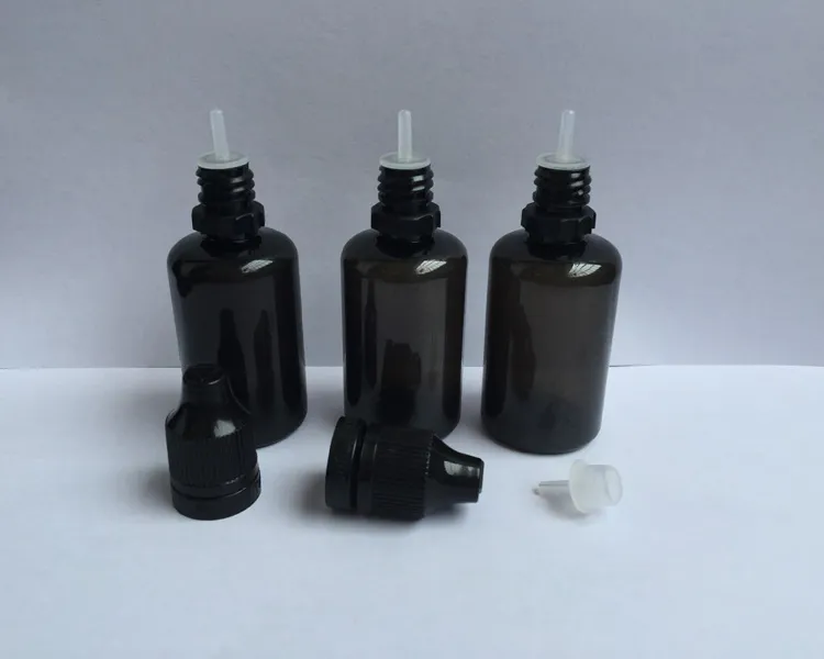 Schwarze HAUSTIER leere Flasche 10ml 30ml Plastiktropfenzähler-Flaschen mit langen und dünnen Tipps manipulationssichere Kappen E flüssige Nadel-Flasche DHL-Verschiffen