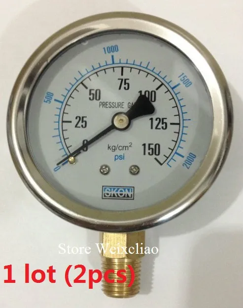 Medidor de pressão 0-150 KG / 2100 psi 1 / 4PT Medidor De Vácuo para a Mangueira De Pressão Da Máquina De Energia Hidráulica Manômetro 1 lote  Frete Grátis