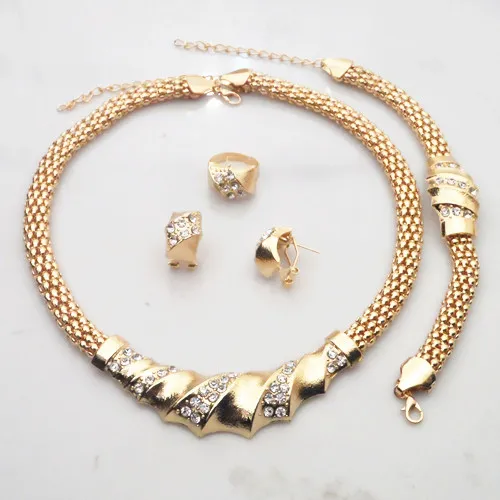 Good Quality!!Clear Austria Crystal Rhinestone Fashion 24K Gold Filled Jewelry Set 102