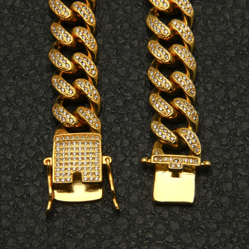 12mm 16-30 pollici Bling Zirconia di alta qualità Iced Out Miami Catena cubana uomo Donna Collane Hip hop Gioielli271I