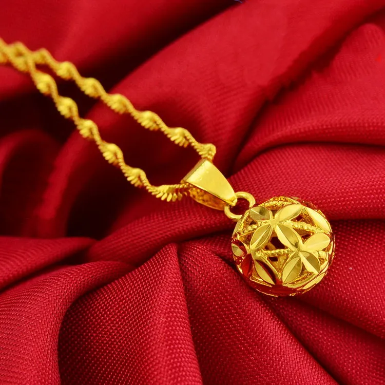 Geschnitzte gelbe Perle Anhänger Halskette für Frauen, 24 Karat Gold überzogene Welle Kette Halskette, 2016 Mode Collie Jewelryr