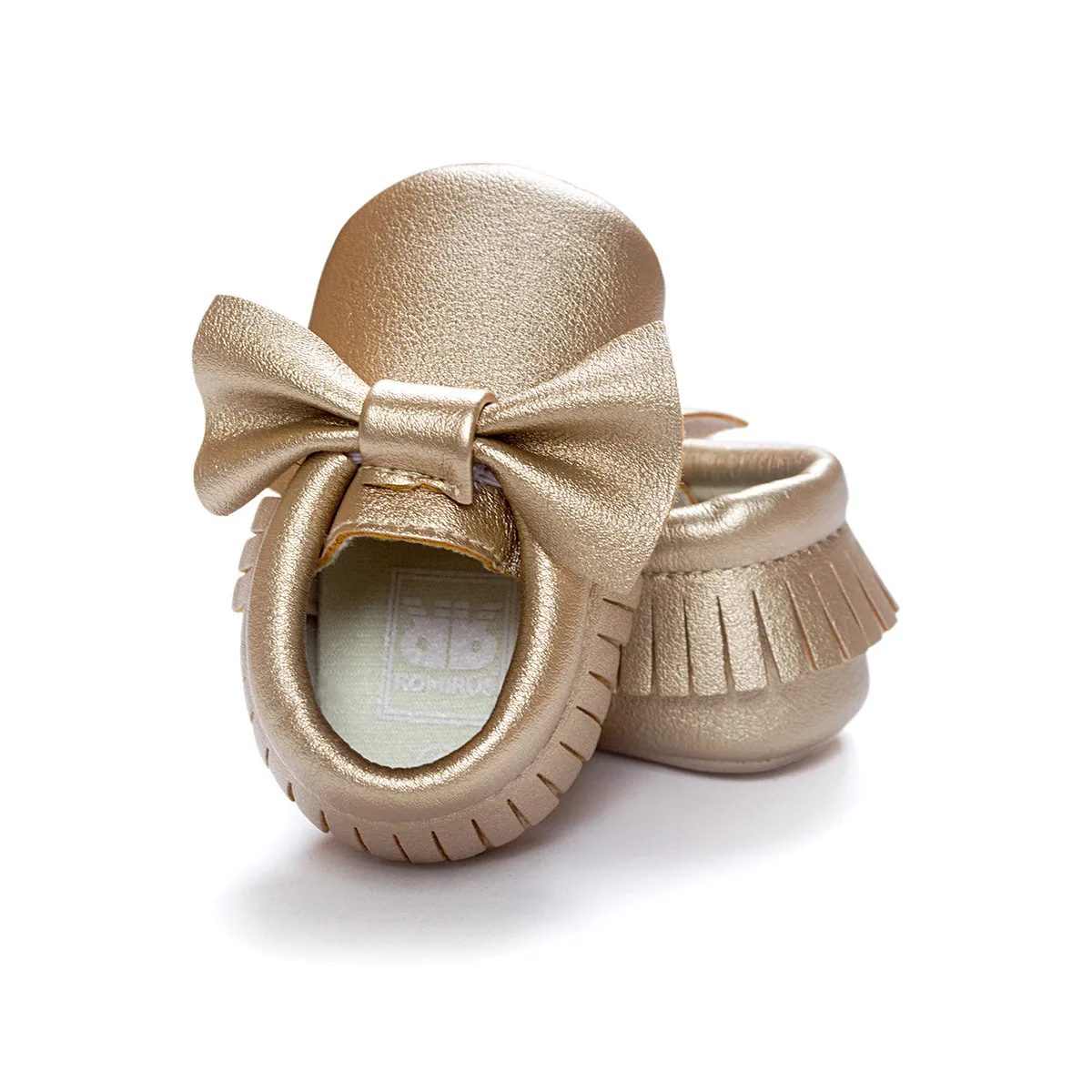 3 par \/ lote Bowknot Solid Gold Baby Shoe Sof